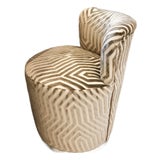 Coley Home Teeny Upholstered Swivel Stool in Schumacher’s Vanderbilt Velvet Fabric With a Contrast Welt For Sale