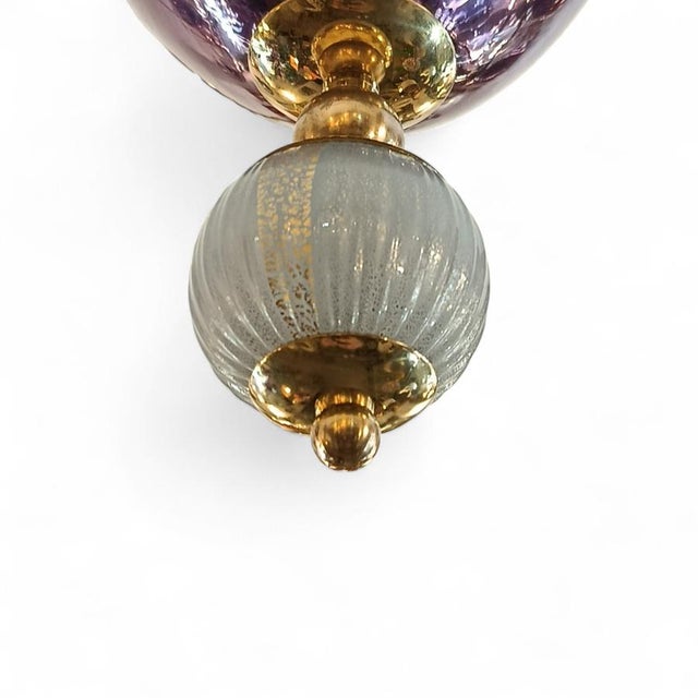 Chandelier with Violet Shades, 1950s For Sale - Image 6 of 7