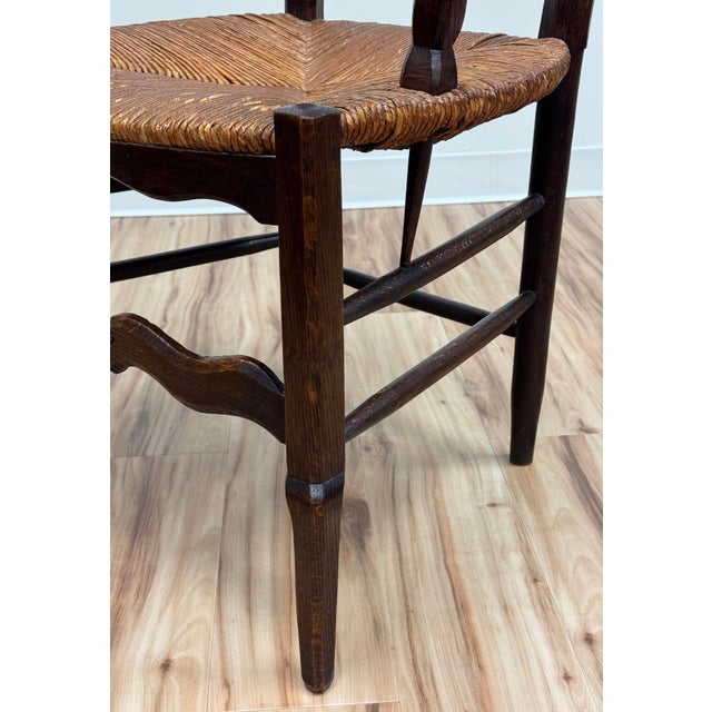 Antique Carved Wood French Country Rush Seat Dining Chairs, Set of 6 For Sale - Image 10 of 18