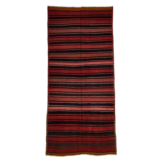 Textile Vintage Striped Wool Kilim Rug-5′ × 11′ For Sale - Image 7 of 7
