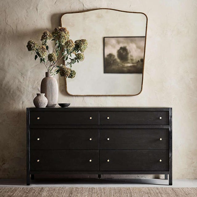 Modern Crate & Barrel Keane 64" 6-Drawer Dresser — Black Wood Oak For Sale - Image 3 of 8
