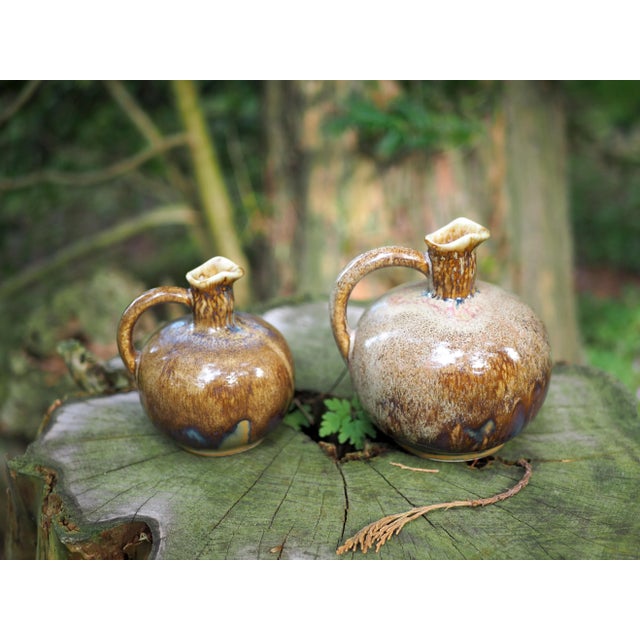 Mid-Century French Round Pitcher Medium Neck Glazed Stoneware For Sale - Image 6 of 12