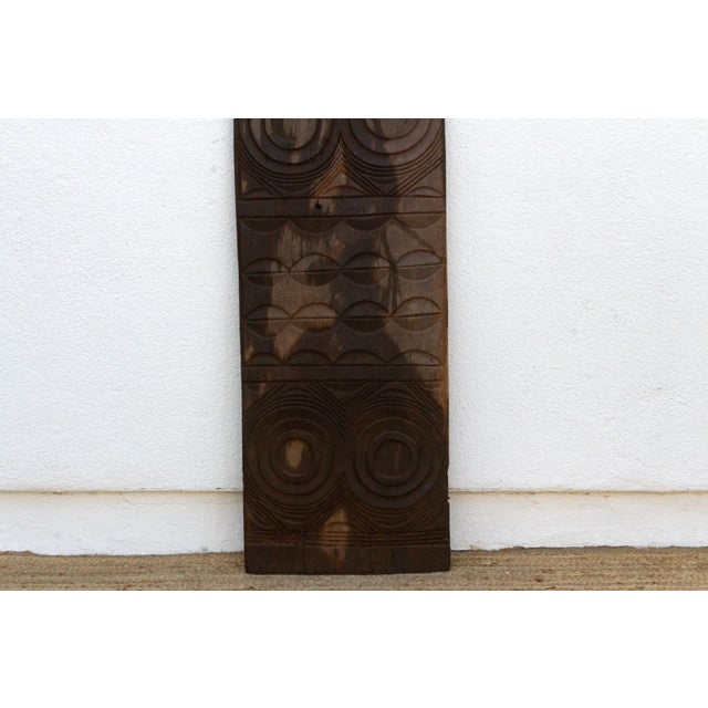 Early 20th Century Dark Sun & Moon African Carved Panel For Sale - Image 5 of 6