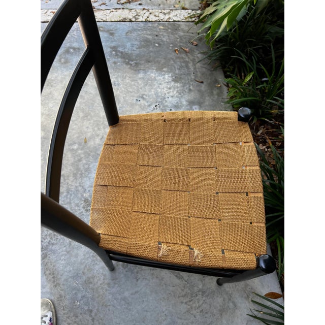 Mid 20th Century Tall Ladder Back Chair Attributed Gio Ponti Style For Sale In Miami - Image 6 of 8