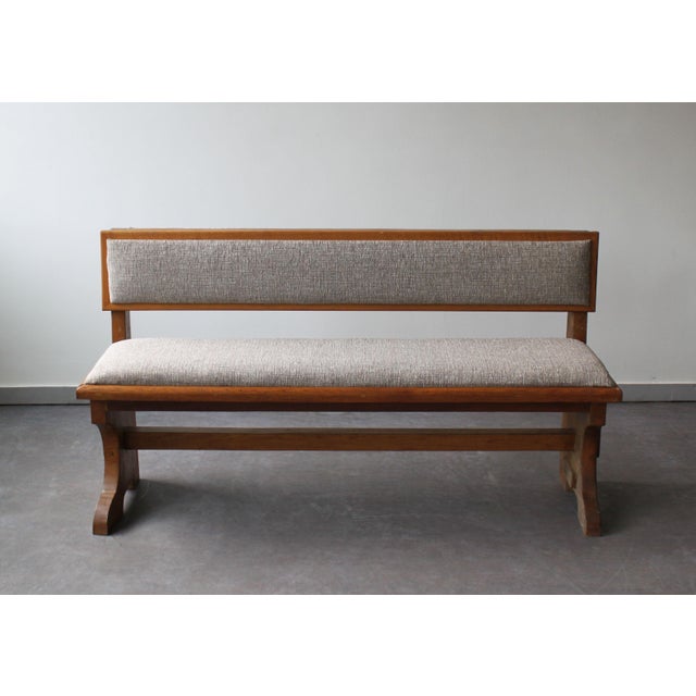 Vintage Grey Bench in Oak, 1960 For Sale - Image 4 of 6