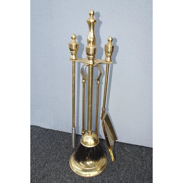 Fp 13 Vintage French Country Gold Fireplace Tools W Four Tools For Sale - Image 12 of 12