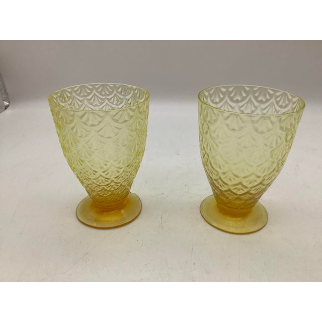 Early 20th Century Yellow Uranium Glass Set 2pc For Sale In Sacramento - Image 6 of 9