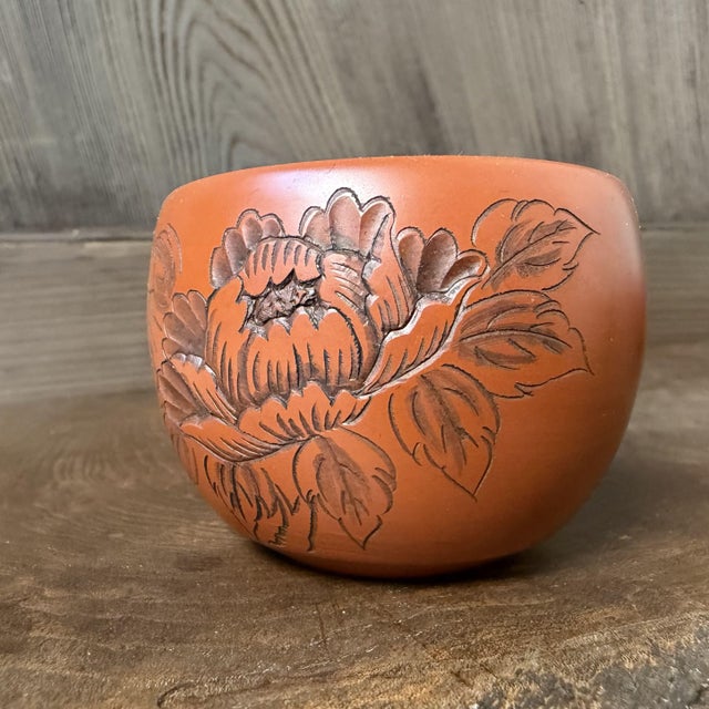 Tokoname Teaware in Shudei Clay with Floral Decor, 1970s, Set of 5 For Sale - Image 4 of 13