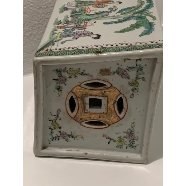 19th Century Chinese Hand Painted Famille Porcelain Headrest For Sale - Image 4 of 4