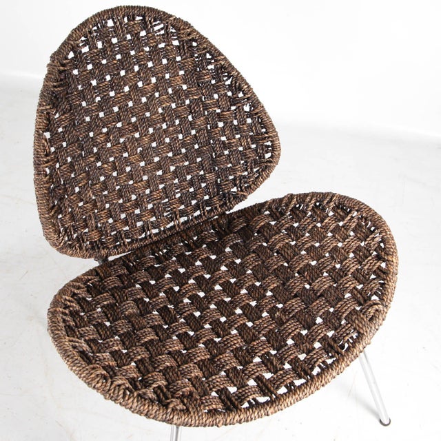 Set of Chair and Ottoman in Rope and Chrome, 1970s For Sale - Image 15 of 16