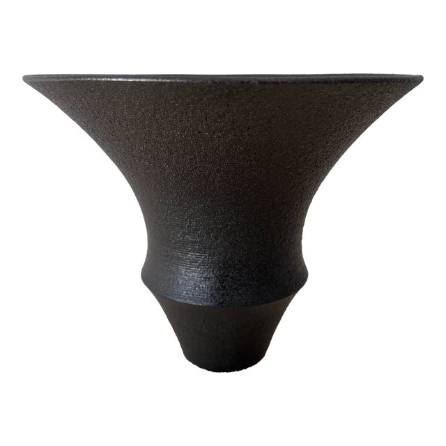 Minimalist Textured Grey "Vase 028" by Nozumi Fujii, Japanese Ceramicist For Sale