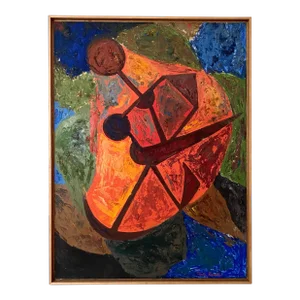 1960s Abstract Expressionist Oil Painting by Martin Rosenthal, Framed