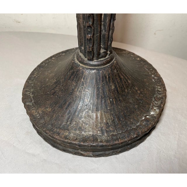 Rare Antique Art Deco Handmade Wrought Forged Steel Iron Electric Table Lamp For Sale - Image 12 of 17