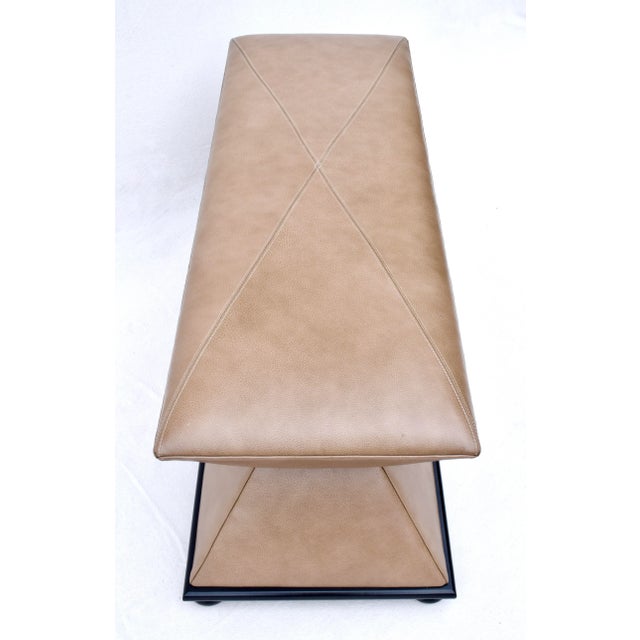 Baker Furniture Hourglass Bench Ottoman With Leather Upholstery For Sale - Image 10 of 12