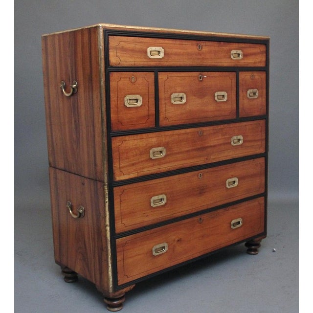 Antique Camphor Wood Secretaire Military Chest, 1840 For Sale - Image 6 of 14