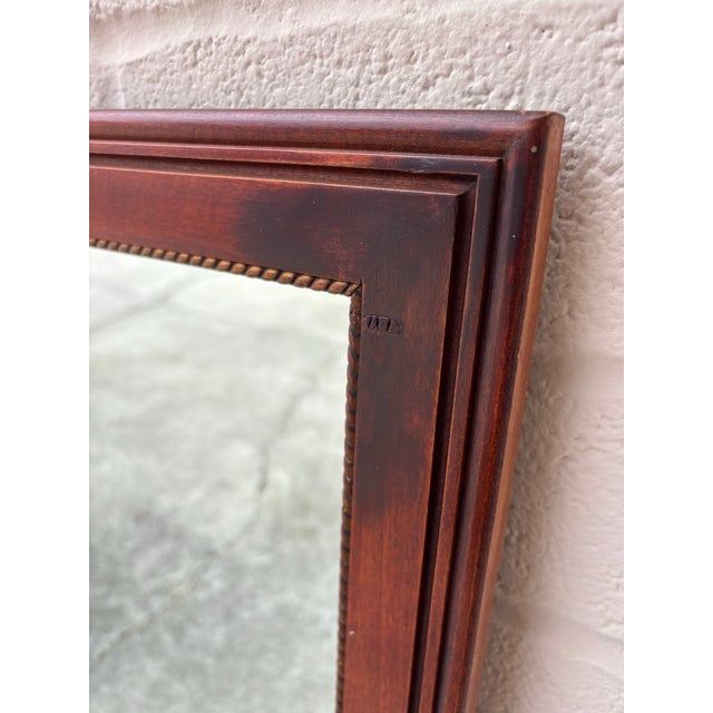 Vintage Traditional Mahogany Wall Mirror Featuring a Gold-Gilded, Beaded Inner Trim For Sale - Image 4 of 5