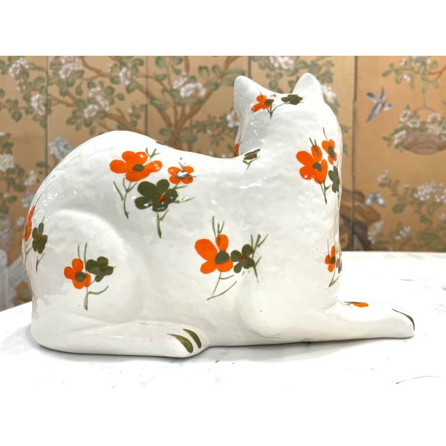 Mid Century Italian Hand Painted Cat | Chairish