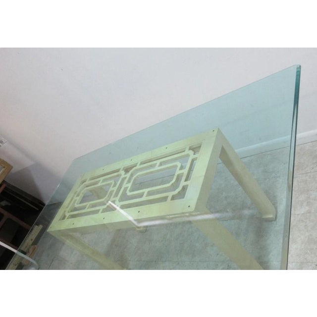 Vintage Henredon Faux Goatskin Pan Asian Campaign Dining Room Conference Table For Sale - Image 10 of 12