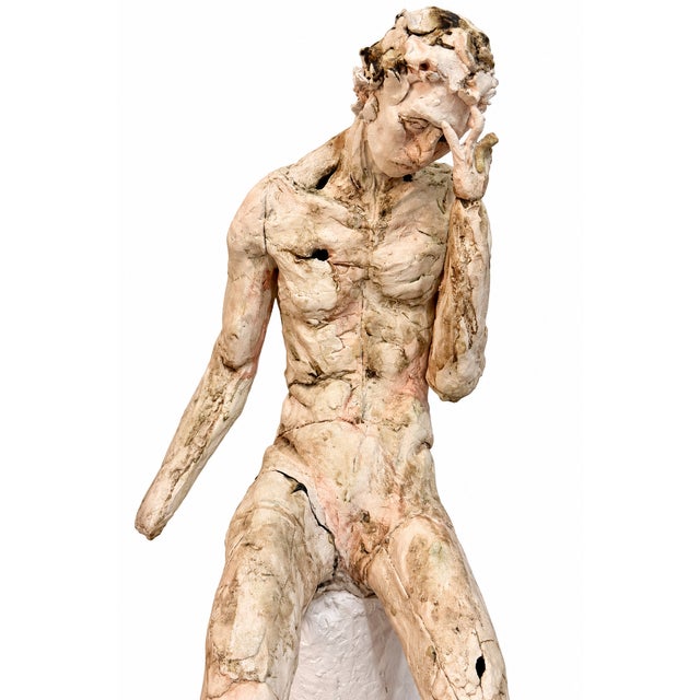 Ivory Expressionist Male Figurative Ceramic Sculptures – Set of 3 For Sale - Image 8 of 12