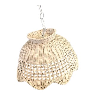 Vintage 1980s Rattan Hanging Light For Sale