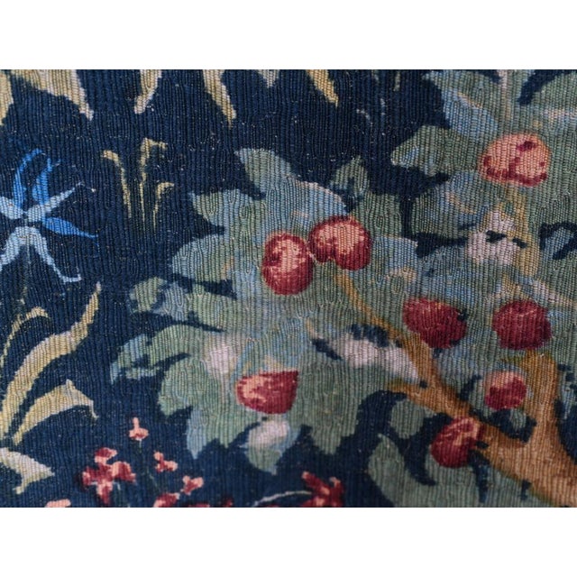 French Medieval Style Tapestry with Romance Scene and Mille-Fleurs from Abusson For Sale - Image 11 of 15