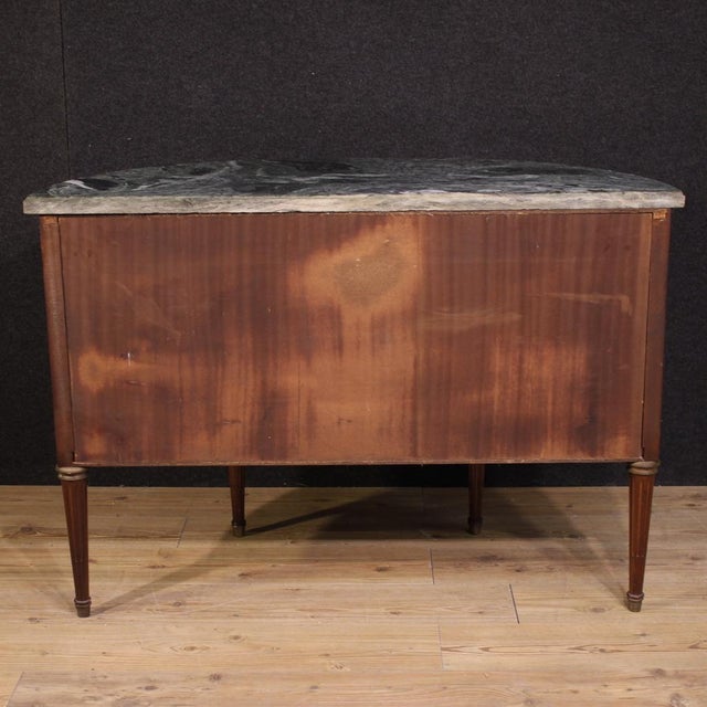 Louis XVI French Half-Moon Commode with Marble Top, 1950s For Sale - Image 3 of 15