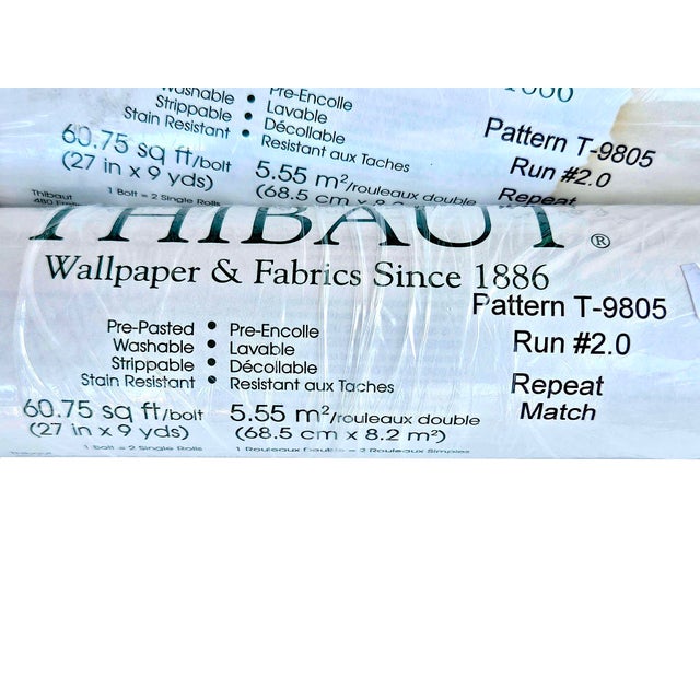 Thibaut "Toile Tropicale" Wallpaper Double Rolls, a Pair For Sale - Image 10 of 10