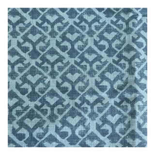 Designer Carolina Irving Tamar Tonal Persian Blue Indigo Linen Fabric- 2 Yards For Sale