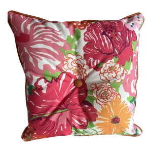 16” X 16” Lilly Pulitzer Heritage Floral Salmon & Pink Indoor Outdoor Pillow