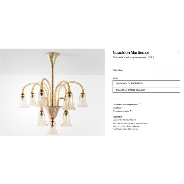 Copper Oval Murano Glass Chandelier by Napoleone Martinuzzi for Venini, 1920s For Sale - Image 8 of 10