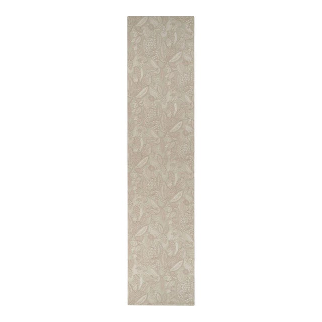 Rug & Kilim’s Tudor Style Extra-Long Runner Rug in Cream With Floral Patterns For Sale