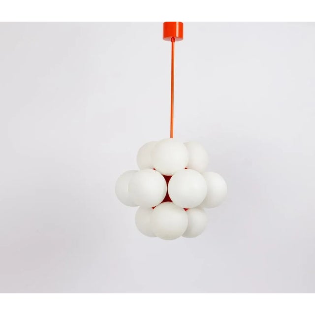 Metal Sputnik Orange Pendant Light Opal Glass from Kaiser Idell / Kaiser Leuchten, Germany, 1970s For Sale - Image 7 of 11