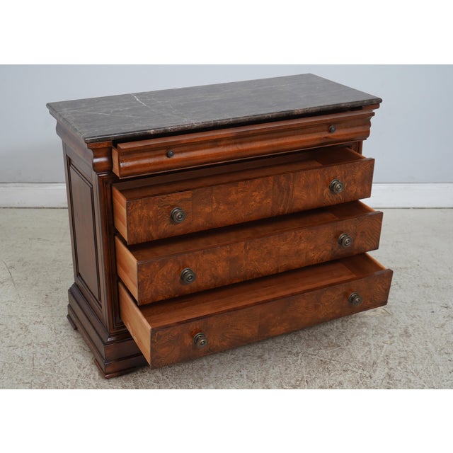 Traditional Ethan Allen Empire Style Marble Top 4 Drawer Chest For Sale - Image 3 of 17