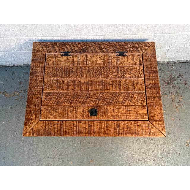 Brown Late 20th Century Distressed Half-Barrel Lift-Top Coffee Table For Sale - Image 8 of 16