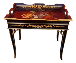 Hand-Painted Vintage Chinoiserie Tray Table