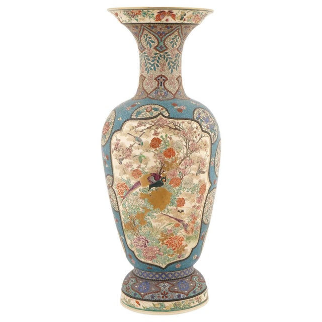 Japanese Cloisonne Enamel Meiji Totai Shippo Vase, Kinkozan School, 22 In. For Sale - Image 9 of 11