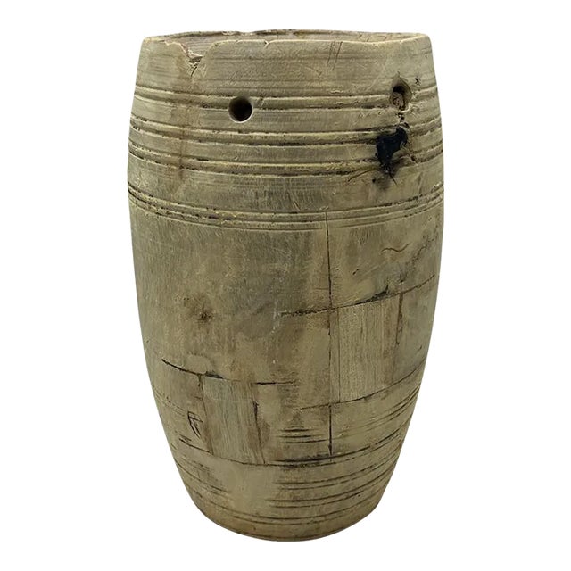 Vintage Indian Wood Vessel For Sale