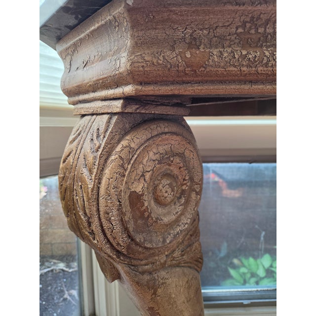Charlie Trotter's Restaurant Auction Provenance Neoclassical Carved Console With Inset Black Marble Top For Sale In Chicago - Image 6 of 9