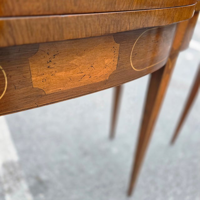 Pair of Vintage Baker Furniture Federal Style Inlaid Mahogany Card Tables For Sale - Image 11 of 17