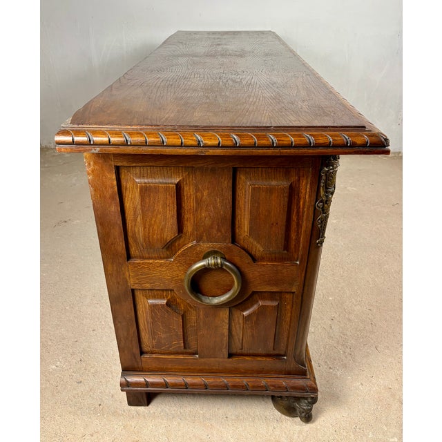 Large Henry II Style Oak Sideboard With Bronze Mounts, Early 20th Century For Sale - Image 16 of 18