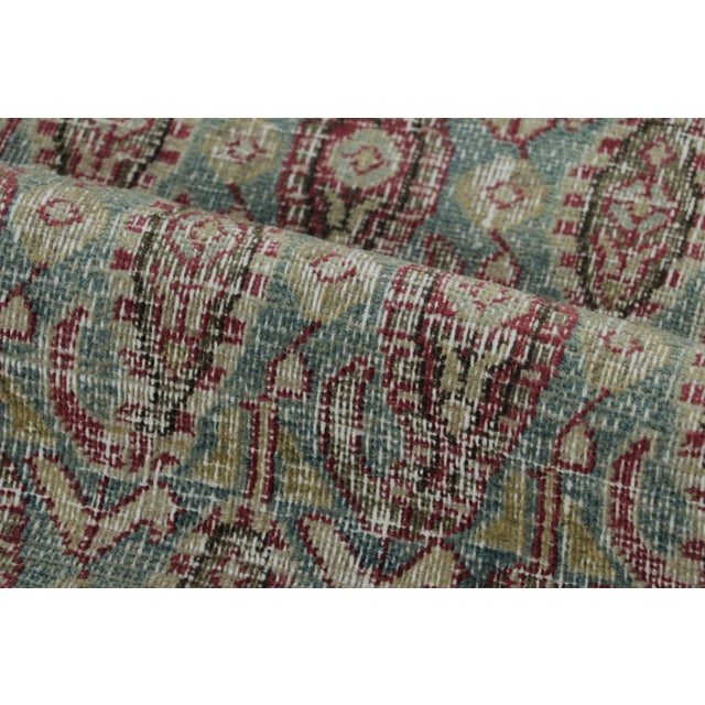 Beige Vintage Turkish Rug With Aqua Field & Crimson Paisley Design - Rug & Kilim For Sale - Image 8 of 9
