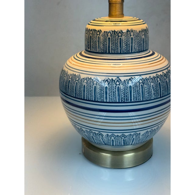 Ceramic Ceramic Blue + White Table Lamp For Sale - Image 7 of 12