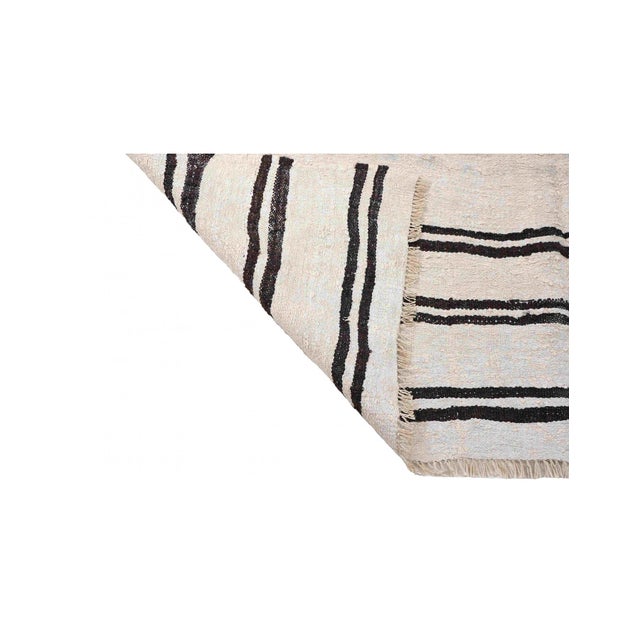 Black White Striped Hemp Kilim Rug - 6`1" X 10`0" For Sale In Los Angeles - Image 6 of 6
