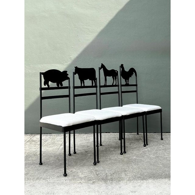 Vintage Metal Farm Animal Chairs - Set of 4 For Sale - Image 10 of 12