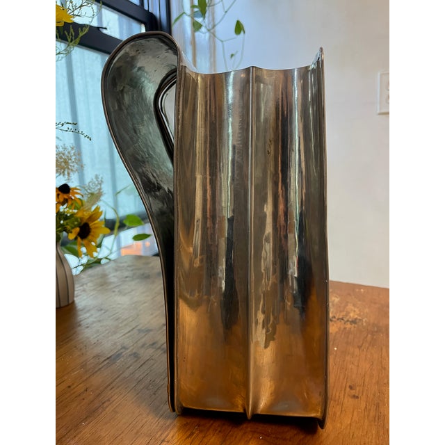 Vintage Jean Goardere Pewter Letter and File Holder Sleek Desk Organizer Made in France For Sale - Image 11 of 12