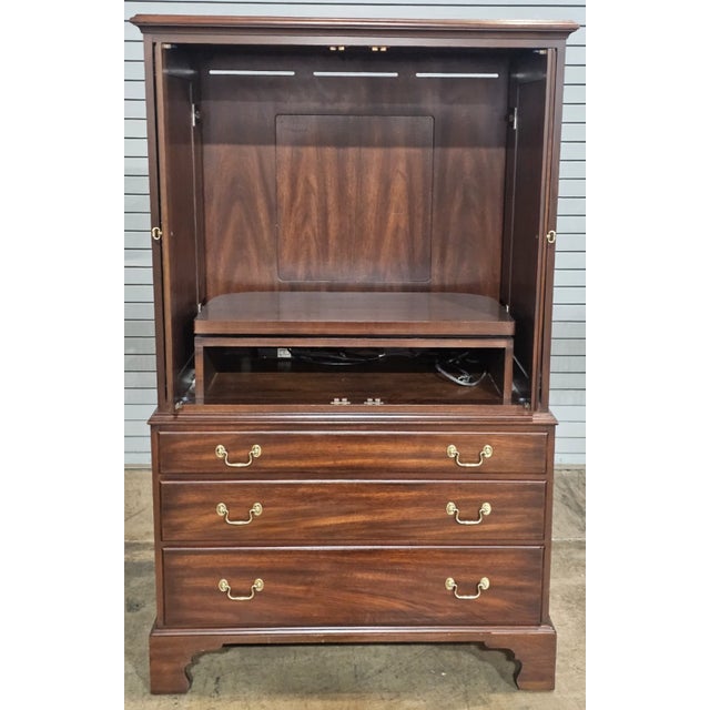 Late 20th Century Late 20th Century Henkel Harris Solid Mahogany Chifforobe Armoire Tv High Chest For Sale - Image 5 of 11