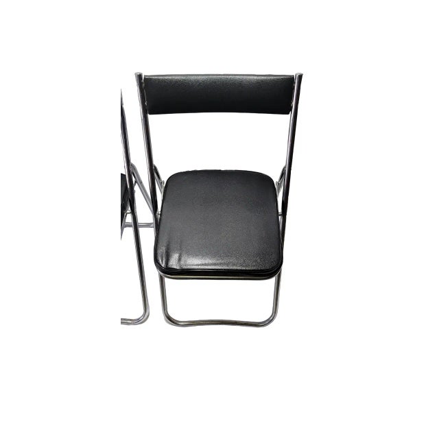 Mid 20th Century Mid 20th Century Vintage Fujiset Mid Century Black Folding Chairs - Set of 2 For Sale - Image 5 of 10