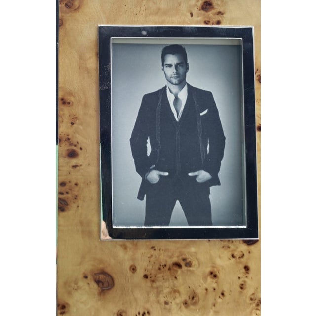 Chrome-Plated Metal and Briarwood Multi-Photo Frame attributed to Felice Antonio Botta, Italy, 1970s For Sale - Image 9 of 11