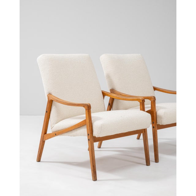 Off-white 1960s Czech Upholstered Armchairs By Jiri Jiroutek - A Pair For Sale - Image 8 of 18