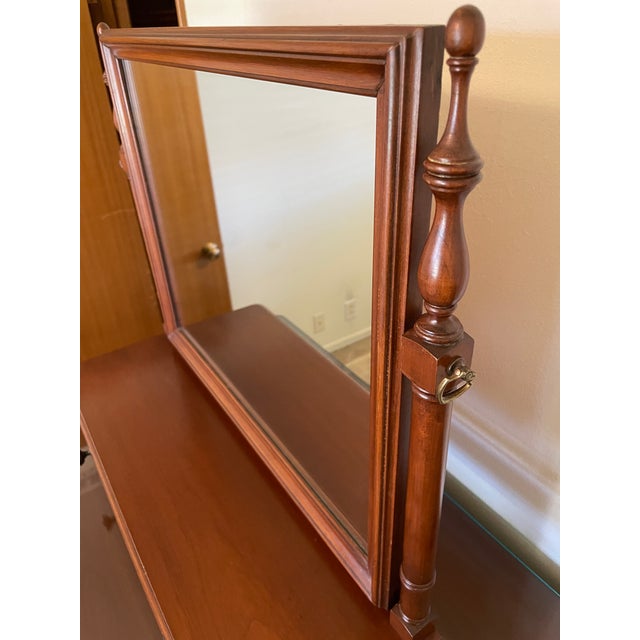 Pennsylvania House Vintage Cherry Wood Mens Valet Mirror For Sale - Image 4 of 5